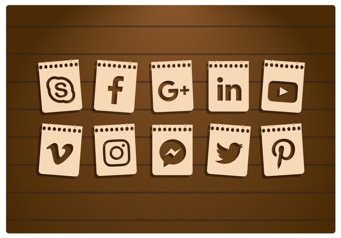 Social Media Paper Icons Set vector