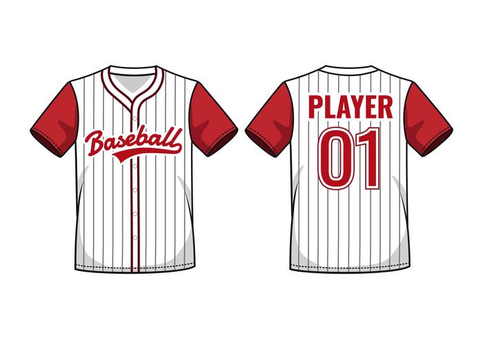 red pinstripe baseball jersey