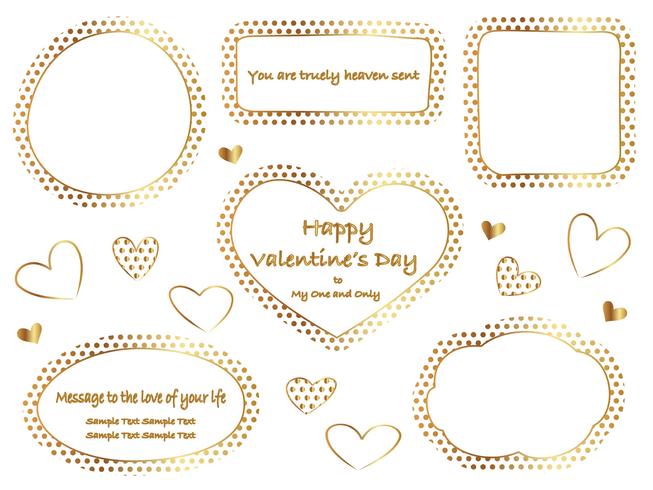Set of gold polka dot frames with text space. vector