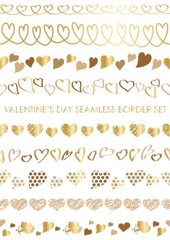 Set of Valentine’s Day seamless borders. vector