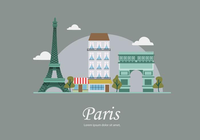 Paris Landmark Building Vector Flat Illustration