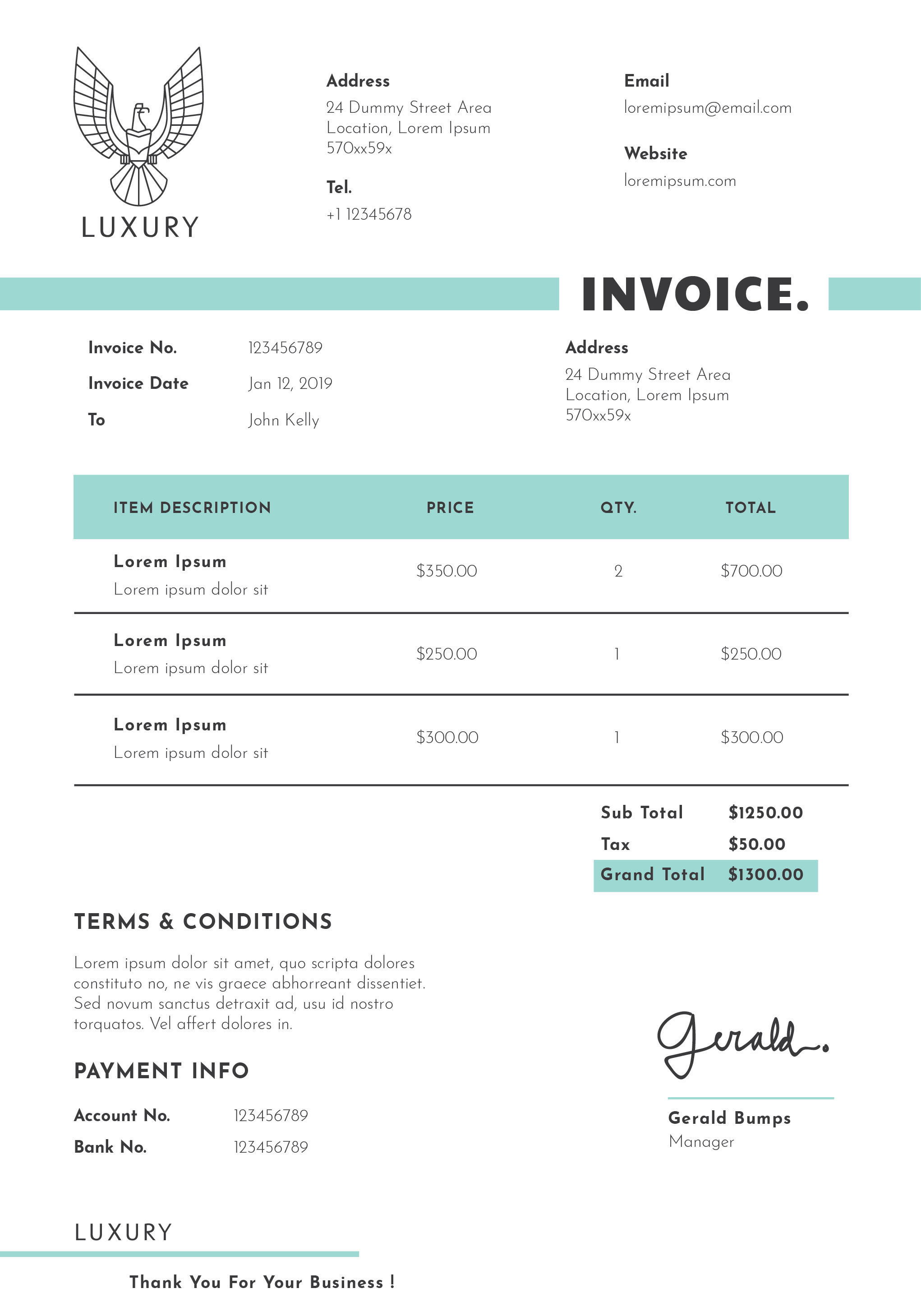 Business Invoice Template Design 273257 Vector Art at Vecteezy