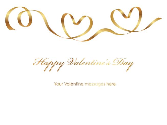 Valentine card template with a gold ribbon and text space. vector