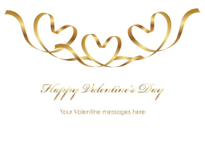 Valentine card template with a gold ribbon and text space. vector