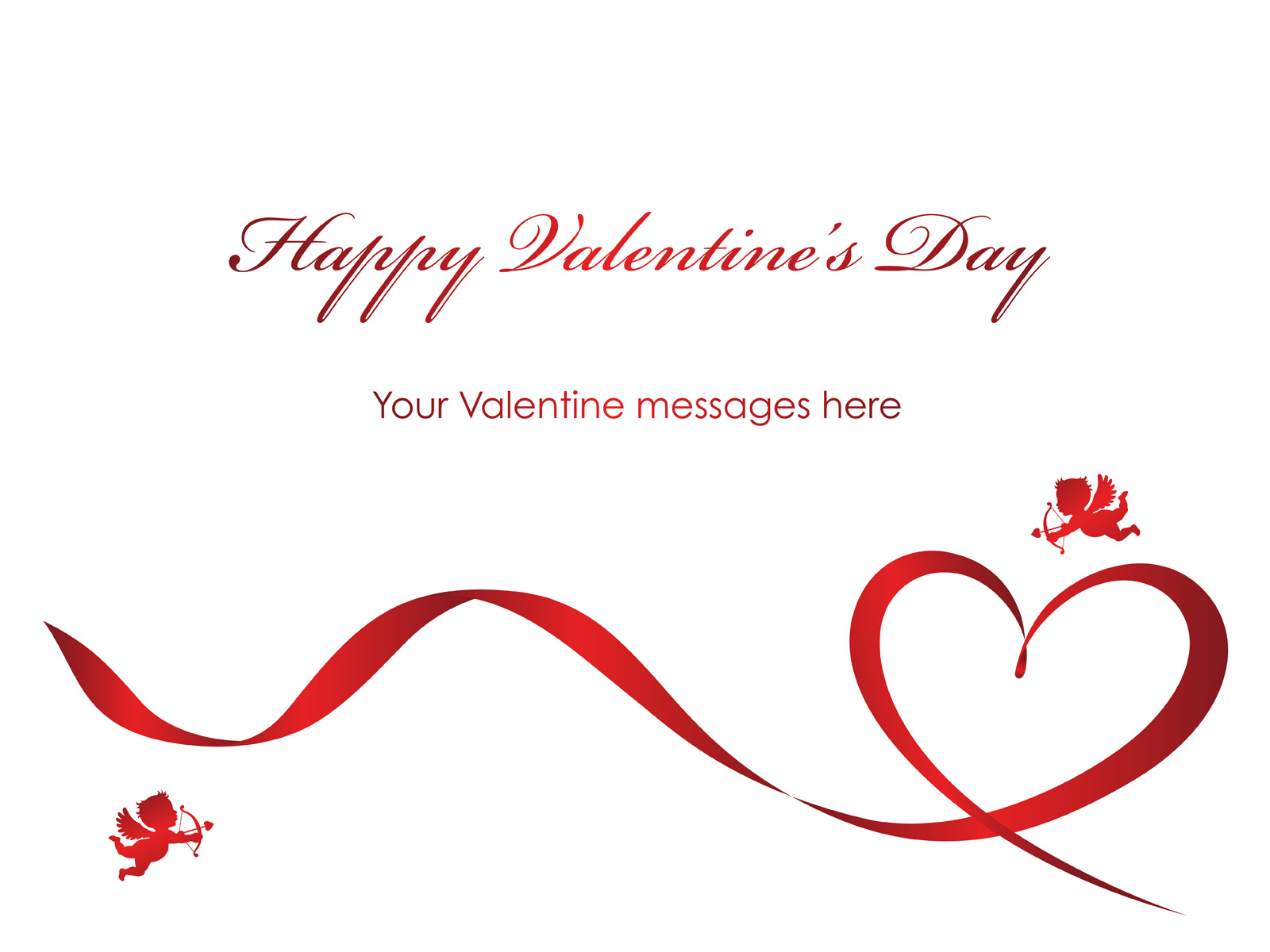 Valentine card template with a red ribbon, cupids, and text space. 273289  Vector Art at Vecteezy