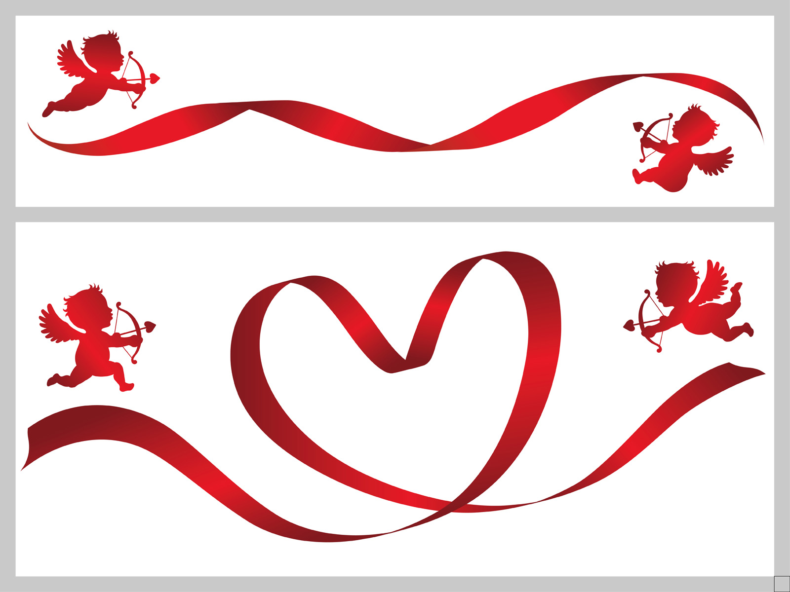 Set of two Valentine card templates with red ribbons and cupids. - Download Free ...1600 x 1200