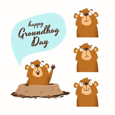 Happy Groundhog Day Vector Illustration