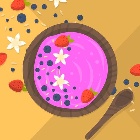 Flat Colorful Acai Bowl  vector
