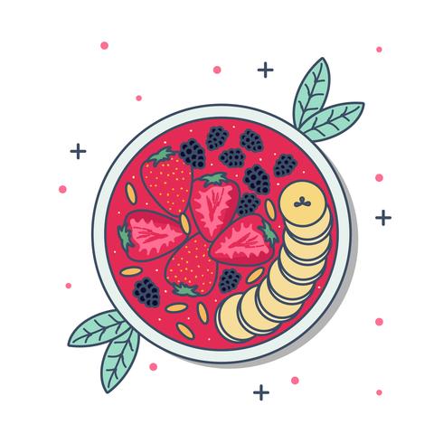 Color Acai Bowl Vector Illustration