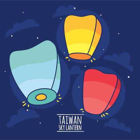 Colorful Taiwan Sky Lantern Vector