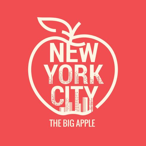 Gran Manzana. Símbolo de la ciudad de Nueva York con el fondo del horizonte vector