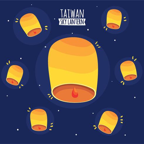 Vector de fondo de linterna de cielo de Taiwan