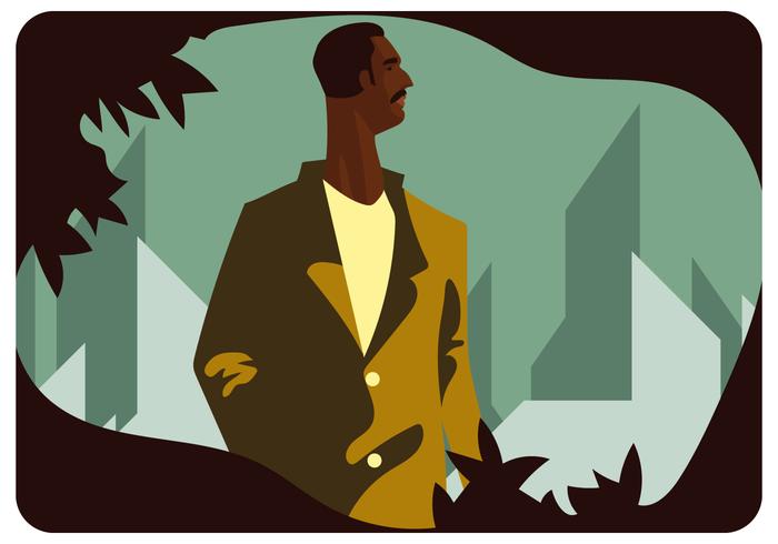 Dark Skin Man Standing vector