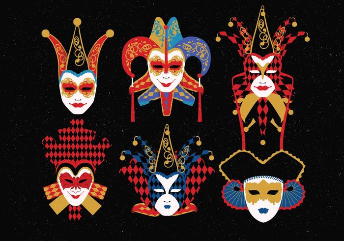 Carnevale Di Venezia máscaras personajes vector