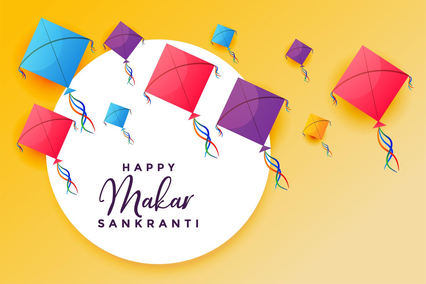 happy makar sankranti with flying kites festival background Download