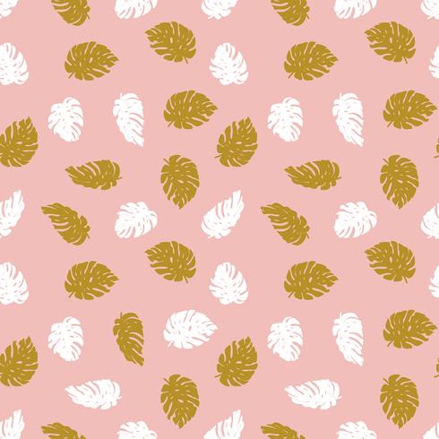 Seamless hand drawn tropical  pattern. Vector background with monstera.