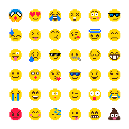 Pixel Emoji Vector Set Download Free Vectors Clipart