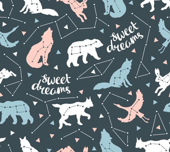 Seamless pattern with star animals vector