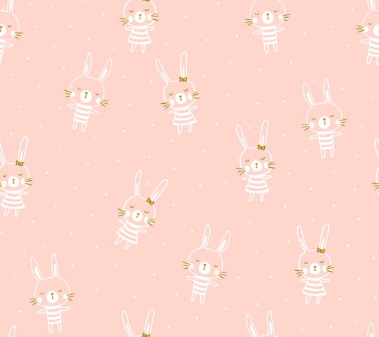 Easter seamless pattern design with bunnies vector