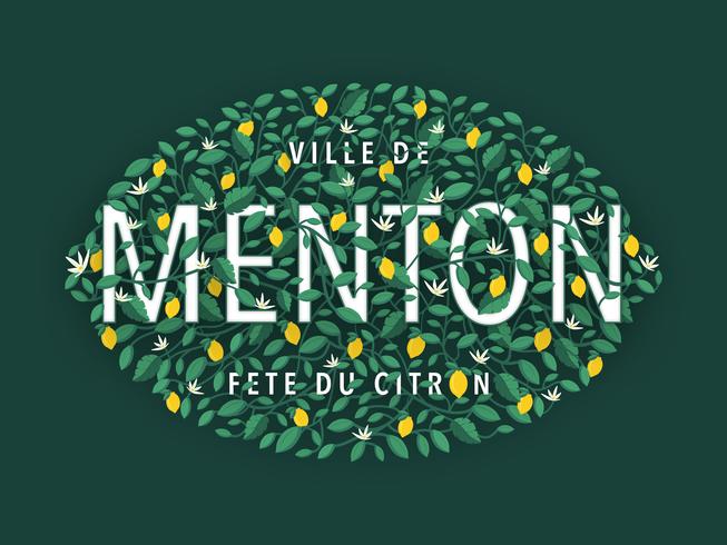 Menton France Lemon Festival Typography Design vector