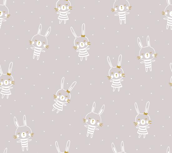 Easter seamless pattern design with bunnies vector