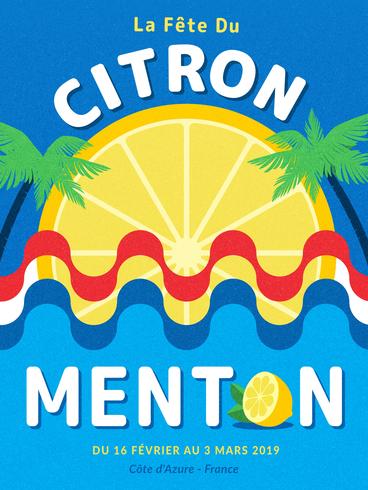 Menton France Lemon Festival Poster Vector