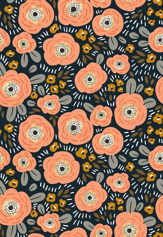 Fabric design with simple flowers vector