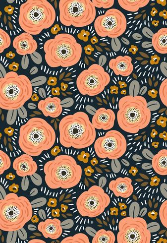 Fabric design with simple flowers vector