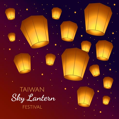 Taiwan Sky Lantern Festival Vector 