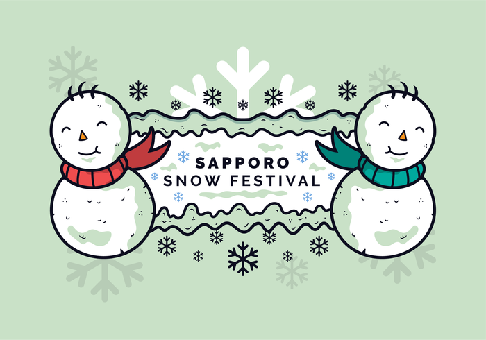 Sapporo snow festival Snowmen Banner vector