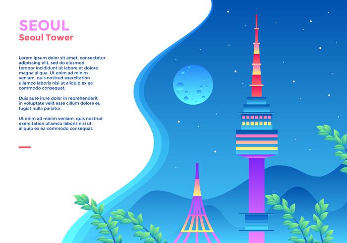 Seoul Tower Web Banner vector