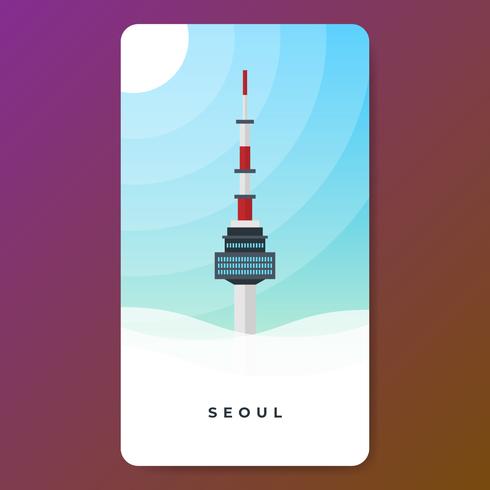 Namsan Tower In Seoul Simple Style Illustration vector
