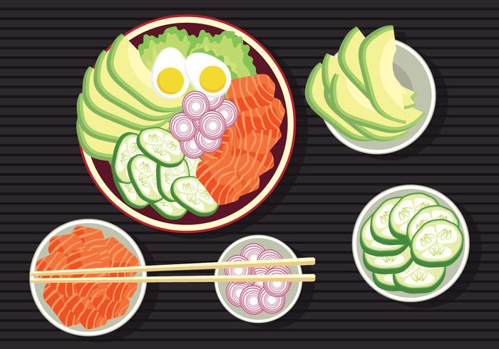 Poke Bowl Vector Illustration