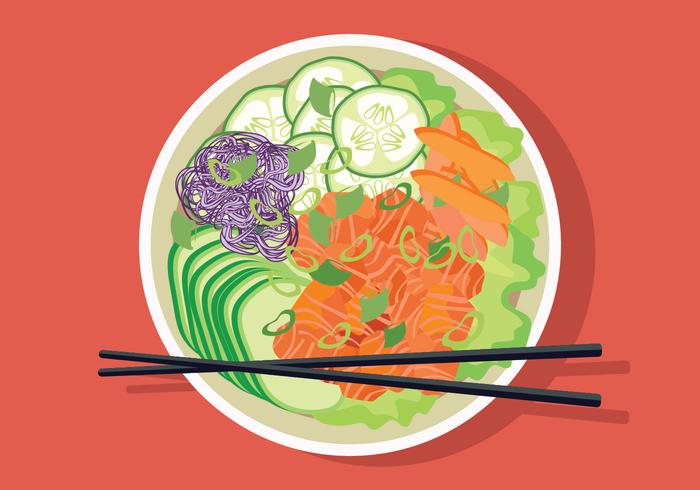 Poke Bowl Vector Illustration