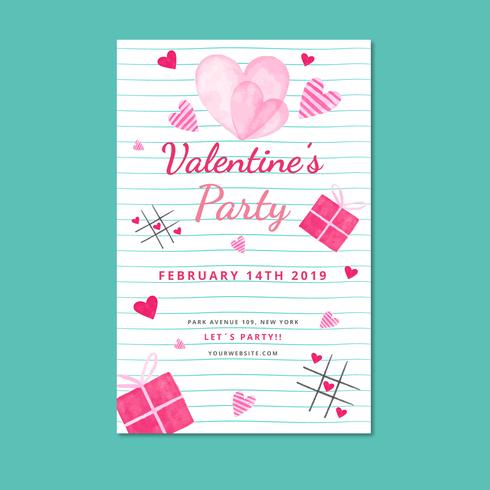 Cute Valentine's Poster Template With Sheet And Hearts vector