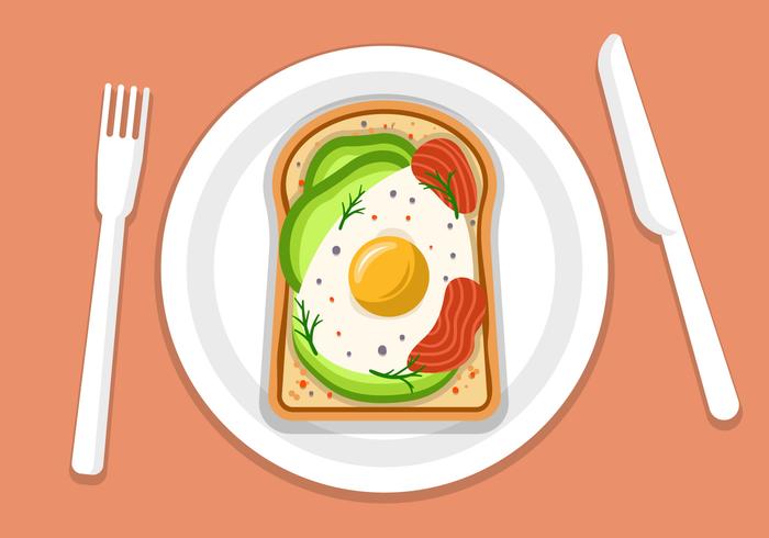 Avocado Toast With Egg And Tuna vector