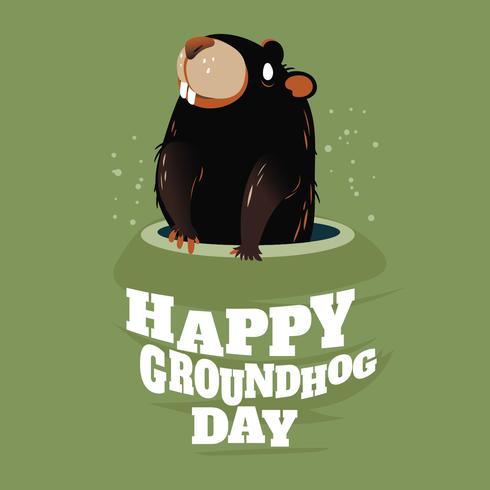 Cute Groundhog Popping up from his Burrow for Happy Groundhog Day vector