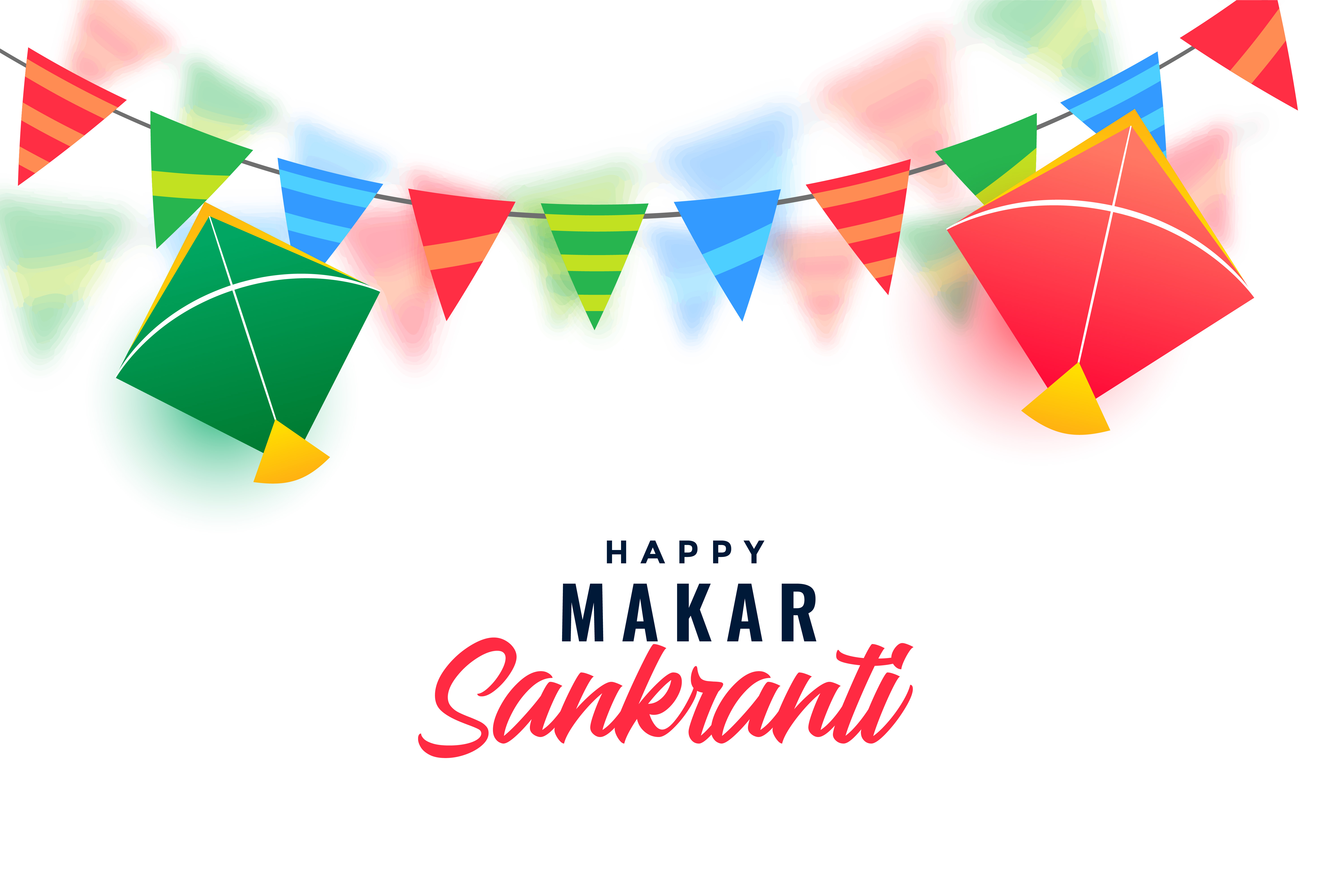 makar sankranti celebration with colorful kites Download Free Vector