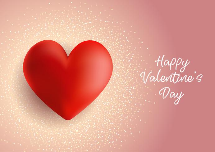 Valentine's Day background with heart on glitter vector