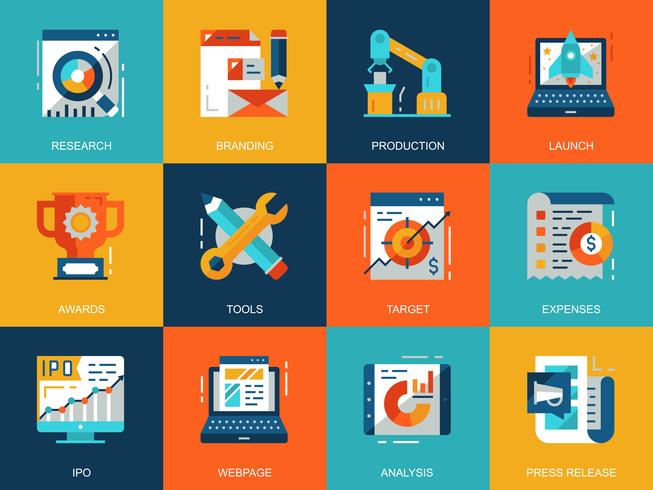 Startup Your Project Icon Set vector