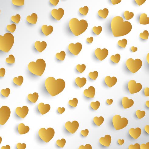 Gold hearts background vector