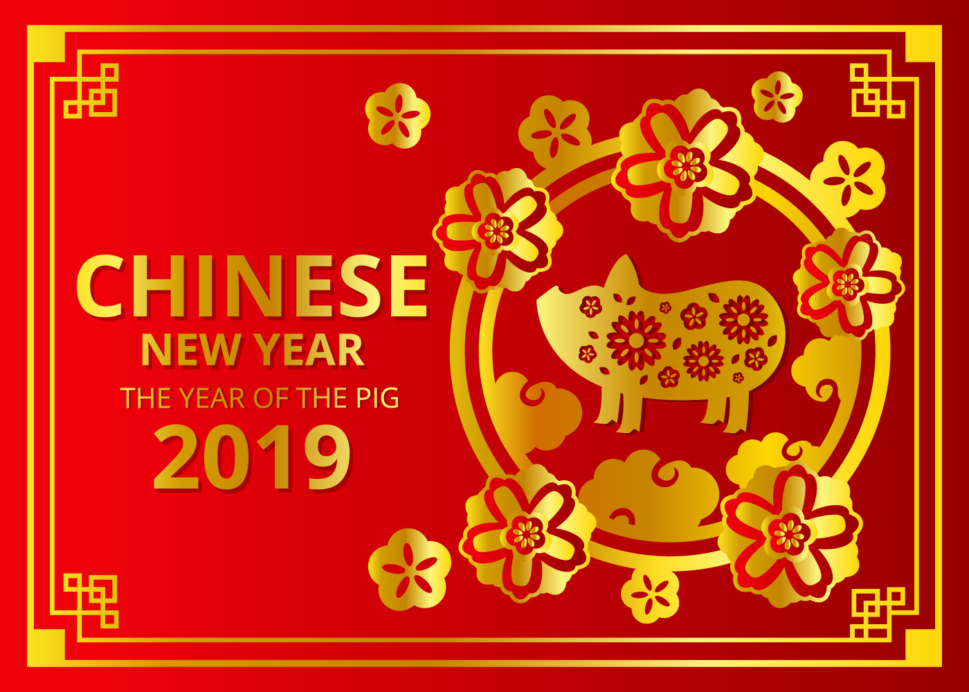 2019 Chinese New Year Vector - Download Free Vectors, Clipart Graphics & Vector Art