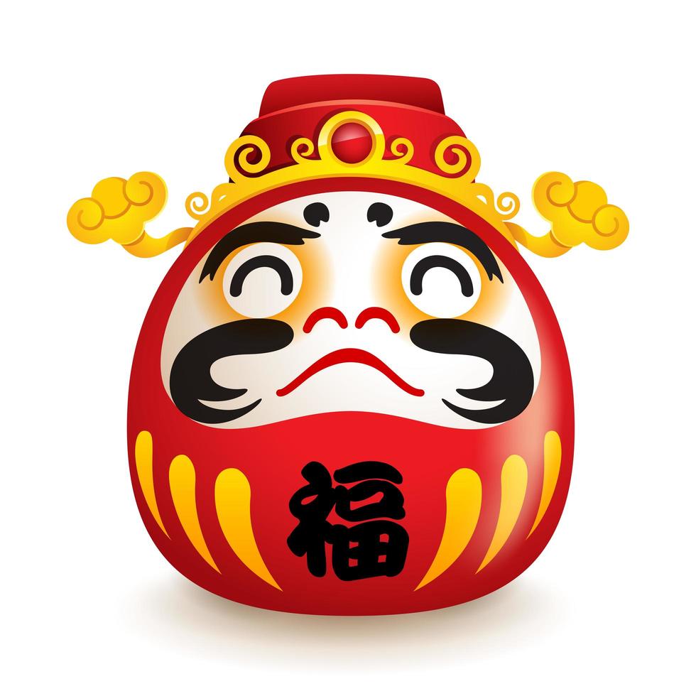 Japanese Daruma doll with hat of god of weatlh     vector