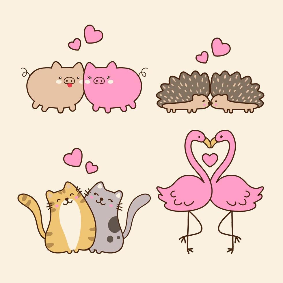 Cute Animals Couple Collection vector