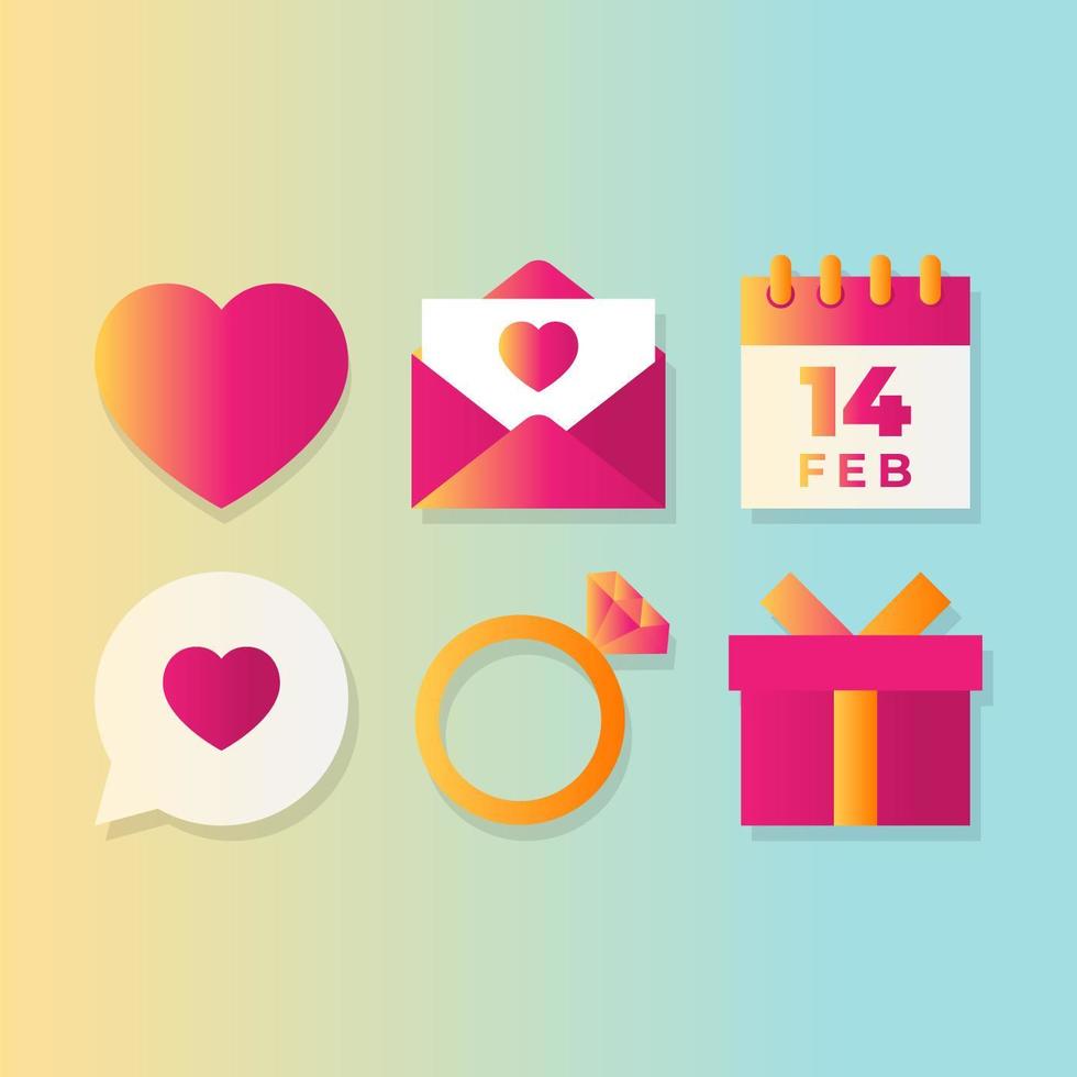 Valentine's Day Stylish Icons Design Element vector