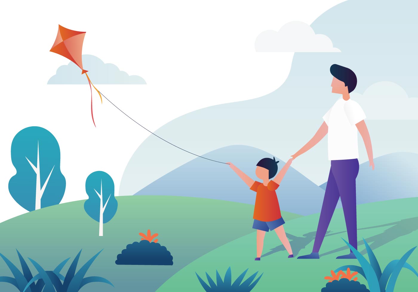 People Flying A Kite Download Free Vectors, Clipart