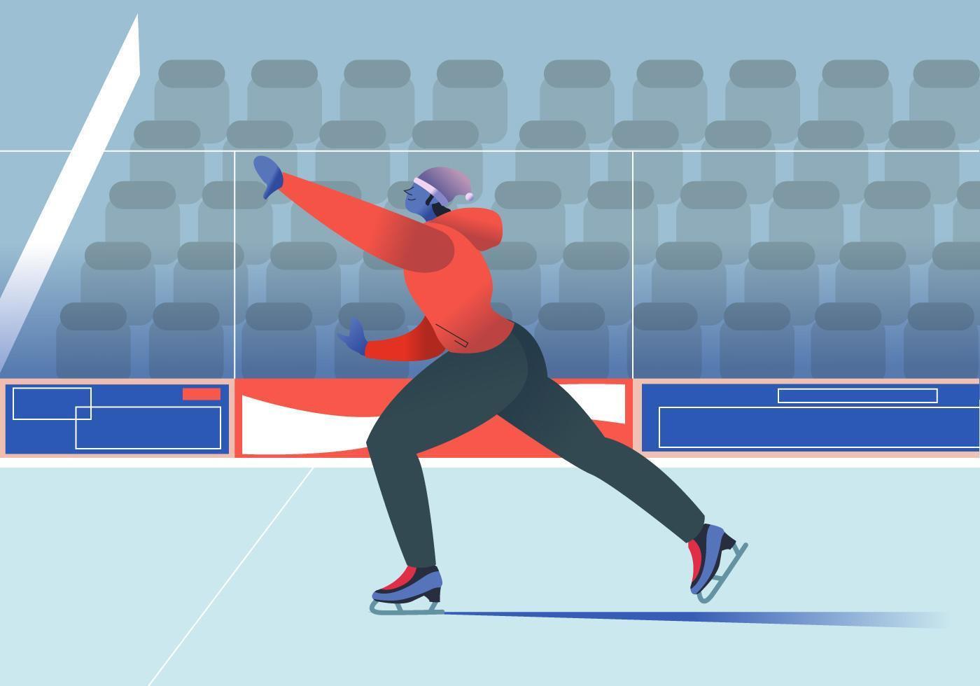 man Enjoy Ice Skating At Arena vector Flat Illustration