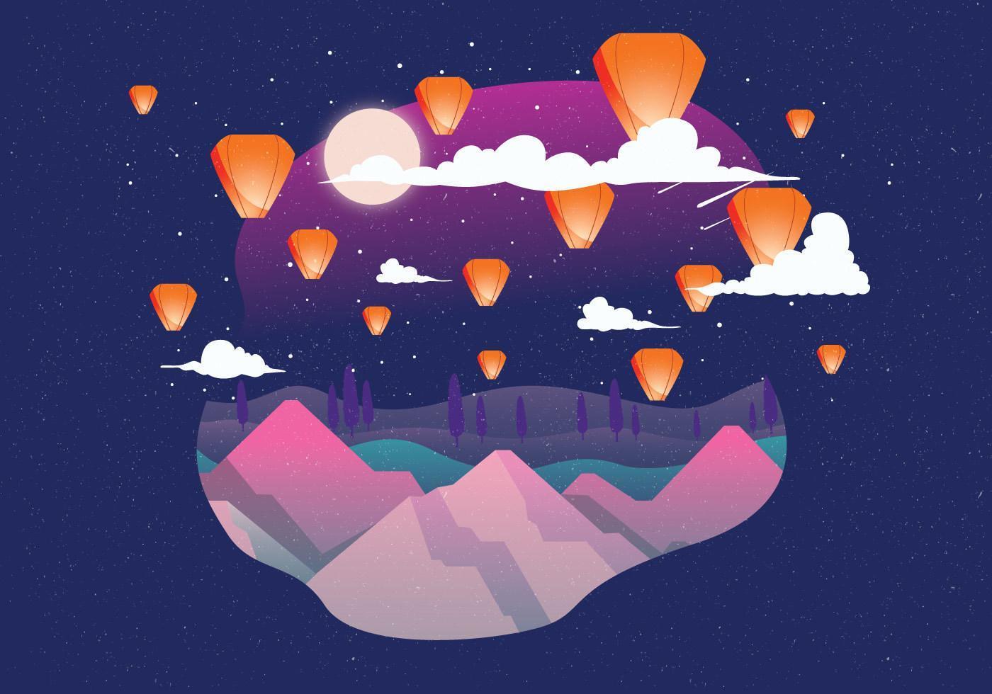 Taiwan Sky Lantern Vector