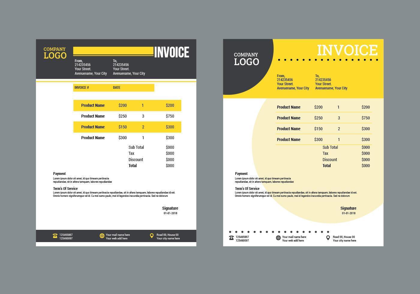 Minimal Business Invoice Template vector