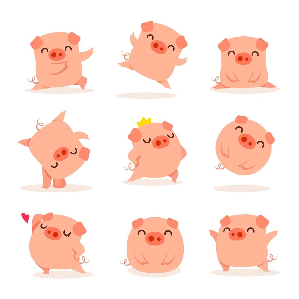 Collection of little piggy vector